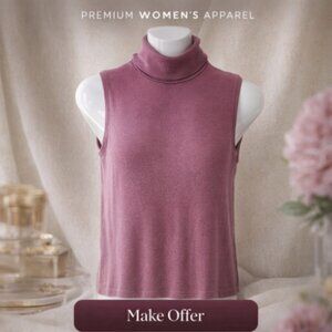White Stag Vintage Lavender Stretchy Sleeveless Turtleneck Women's Size Small
